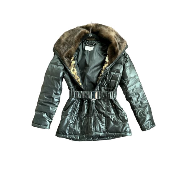 Laundry by Shelli Segal Down Puffer Coat Fur Collar Size Small - Picture 2 of 12